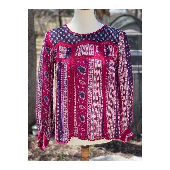 Anthro Maeve Gretchen Boho Tunic Balloon Sleeve - Picture 1 of 12